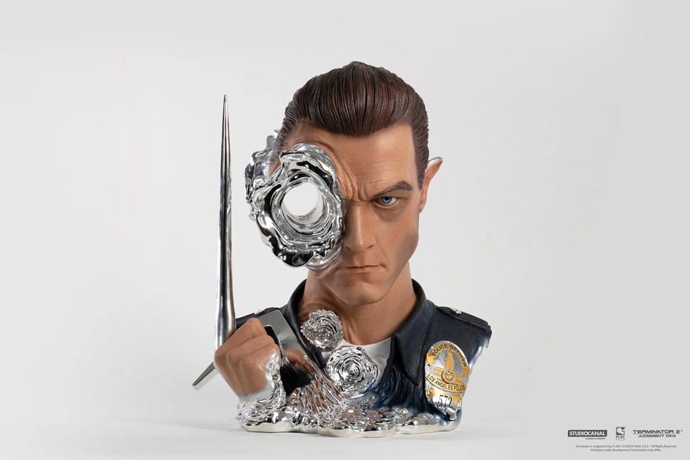 Terminator Replik 1/1 T-1000 Art Mask Painted Deluxe Version 44cm - Scale Statue - Pure Arts - Hobby Figures UK