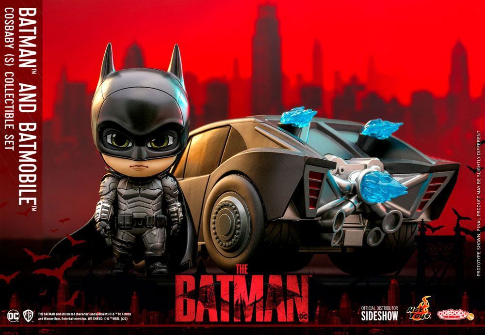 The Batman Cosbaby Mini Figure Set Batman & Batmobile 12cm - Mini Figures - Hot Toys - Hobby Figures UK