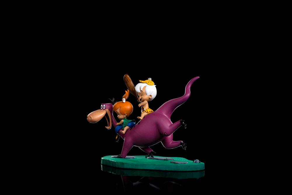 Iron Studios Kunststatue 1/10 – Dino, Pebbles & Bamm-Bamm (The Flintstones) – 13 Cm Hoch, Handbemalt, Offiziell Lizenziert