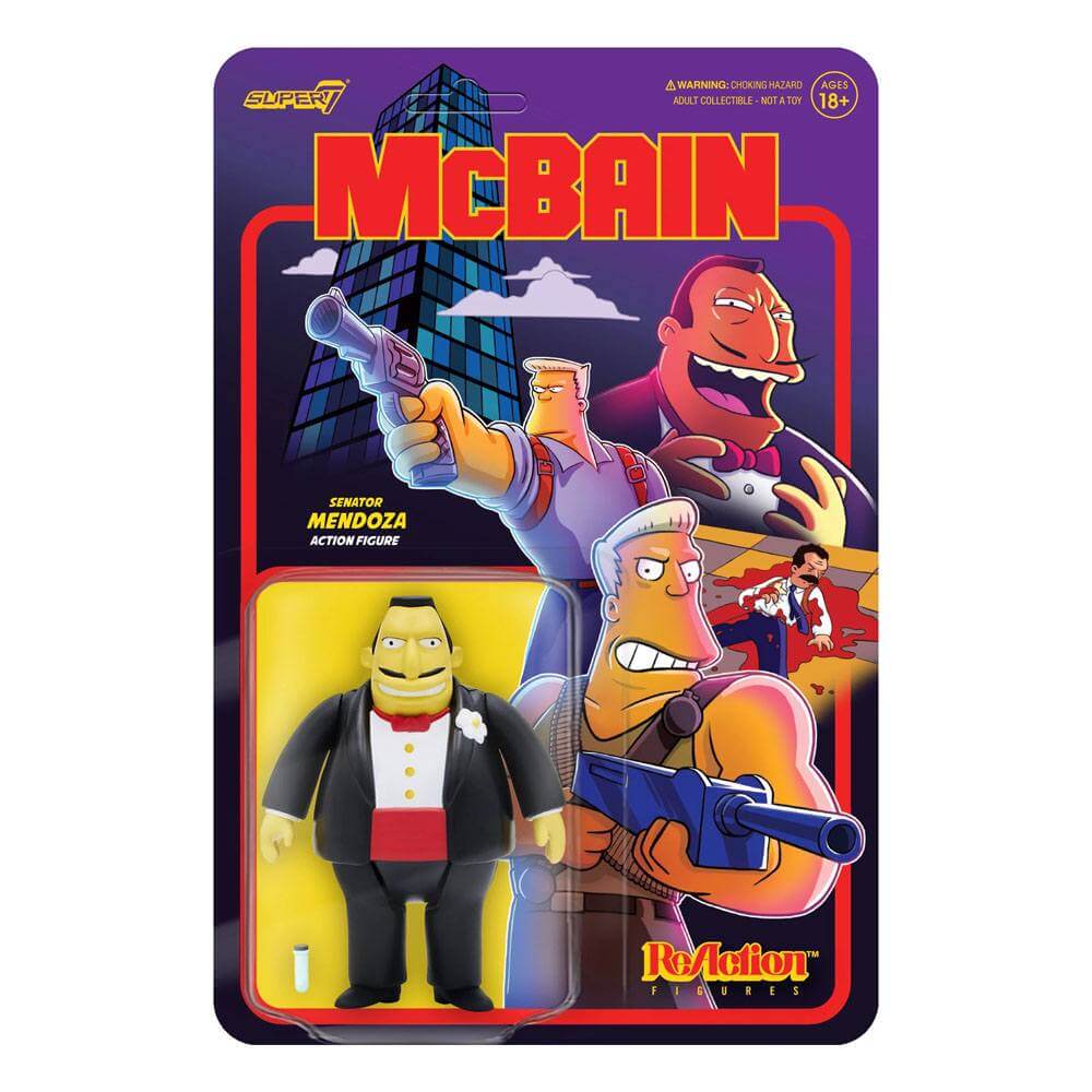 The Simpsons ReAction Action Figure Wave 1 McBain - Senator Mendoza 10cm - Action Figures - Super7 - Hobby Figures UK