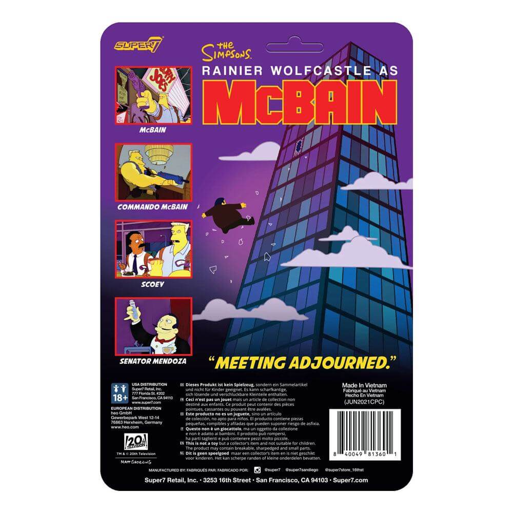 The Simpsons ReAction Action Figure Wave 1 McBain - Senator Mendoza 10cm - Action Figures - Super7 - Hobby Figures UK