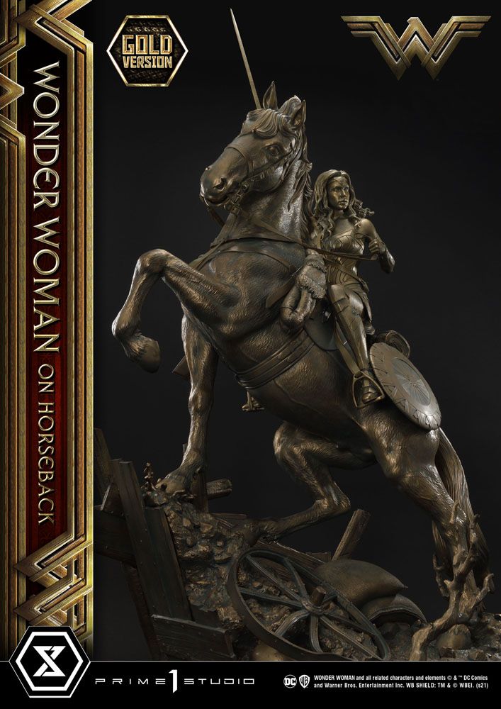 Wonder Woman Statue Wonder Woman on Horseback Gold Version 138cm - Scale Statue - Prime 1 Studio - Hobby Figures UK