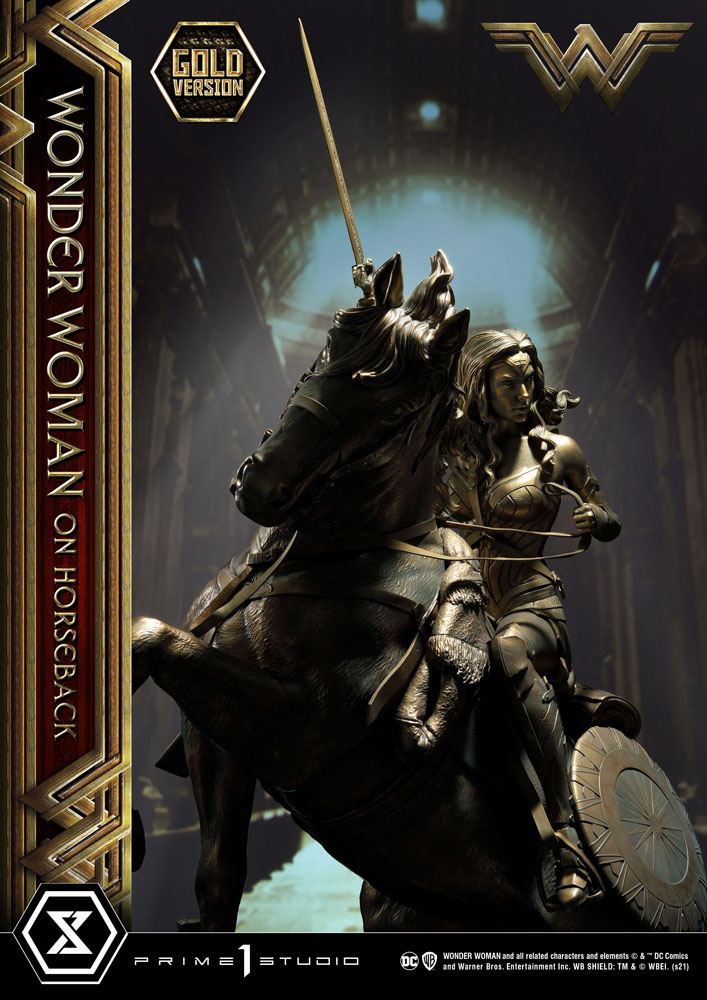 Wonder Woman Statue Wonder Woman on Horseback Gold Version 138cm - Scale Statue - Prime 1 Studio - Hobby Figures UK